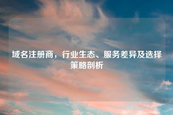 域名注册商，行业生态、服务差异及选择策略剖析