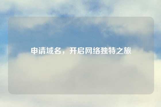 申请域名,开启网络独特之旅