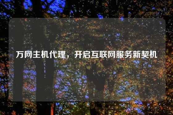 万网主机代理，开启互联网服务新契机