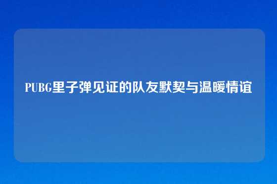 PUBG里子弹见证的队友默契与温暖情谊