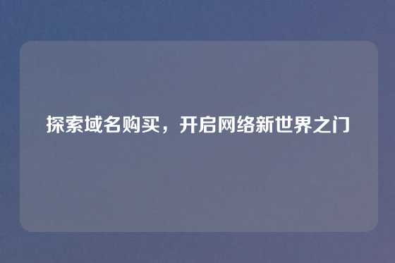 探索域名购买,开启网络新世界之门