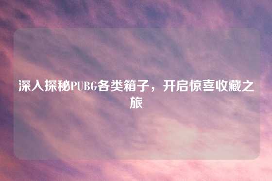 深入探秘PUBG各类箱子,开启惊喜收藏之旅