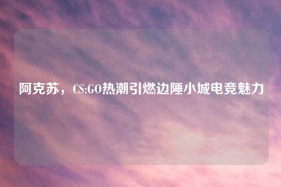 阿克苏,CS:GO热潮引燃边陲小城电竞魅力