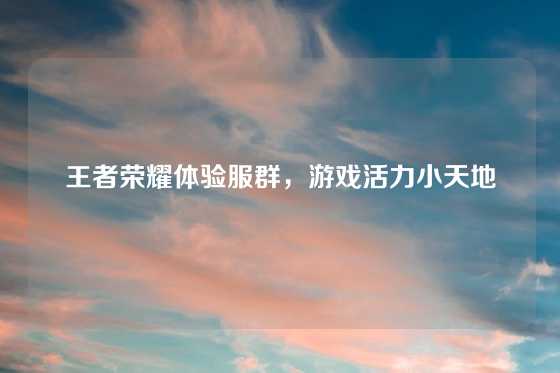 王者荣耀体验服群,游戏活力小天地