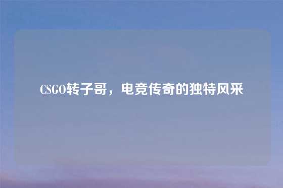 CSGO转子哥,电竞传奇的独特风采