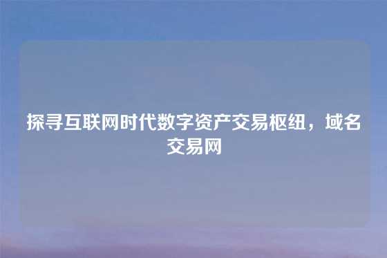 探寻互联网时代数字资产交易枢纽,域名交易网