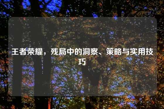 王者荣耀,残局中的洞察、策略与实用技巧