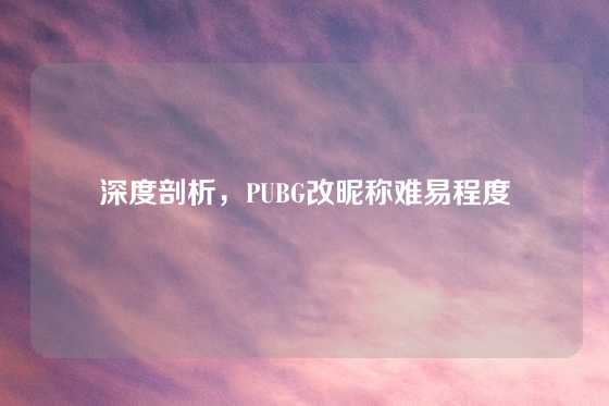 深度剖析,PUBG改昵称难易程度