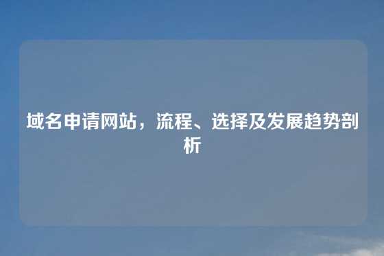 域名申请网站,流程、选择及发展趋势剖析
