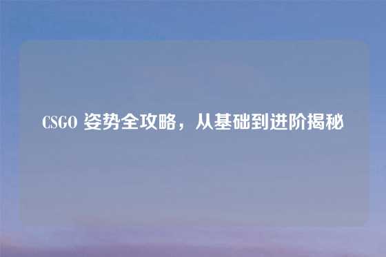 CSGO 姿势全攻略,从基础到进阶揭秘