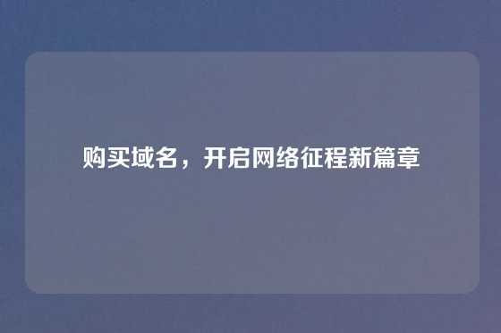 购买域名,开启网络征程新篇章