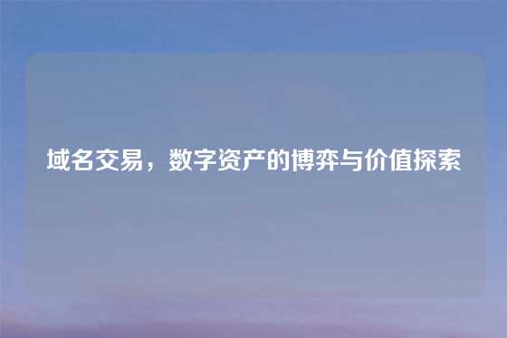 域名交易,数字资产的博弈与价值探索