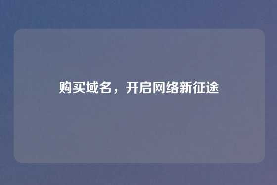 购买域名,开启网络新征途