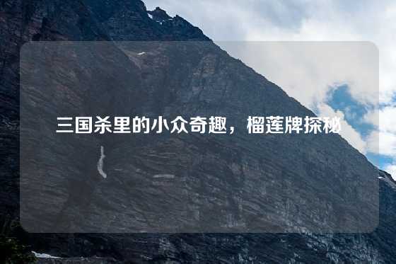 三国杀里的小众奇趣,榴莲牌探秘