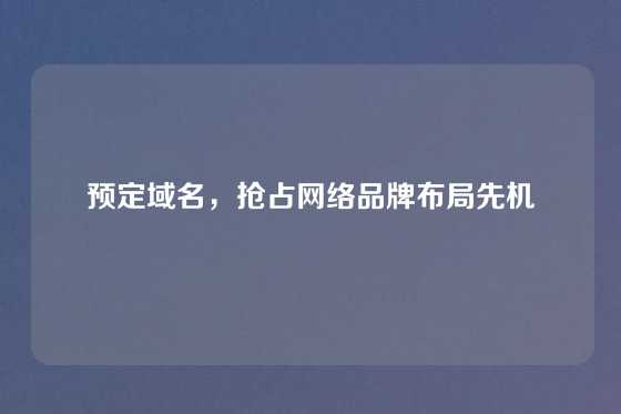 预定域名,抢占网络品牌布局先机