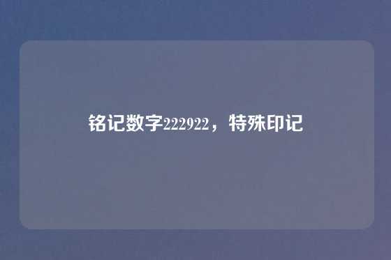 铭记数字222922,特殊印记
