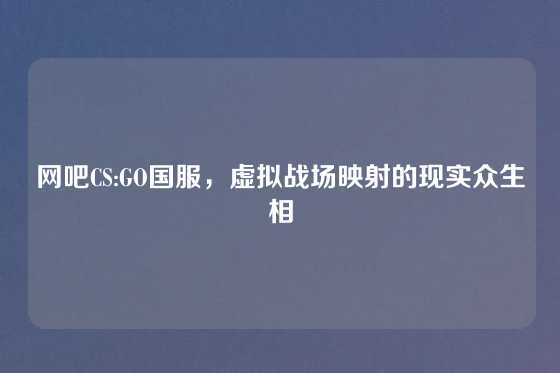 网吧CS:GO国服，虚拟战场映射的现实众生相