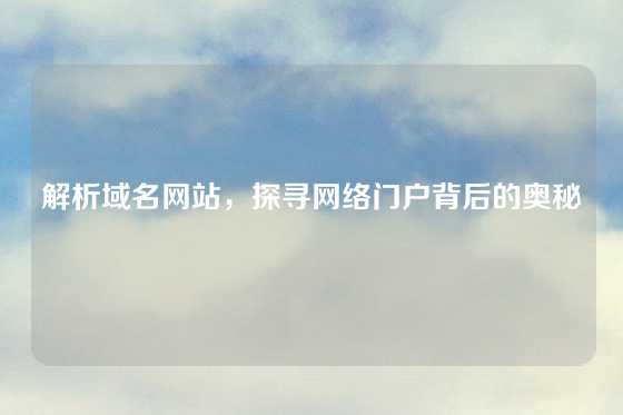解析域名网站，探寻网络门户背后的奥秘