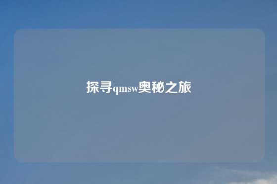 探寻qmsw奥秘之旅