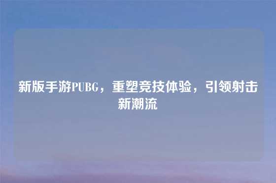 新版手游PUBG，重塑竞技体验，引领射击新潮流