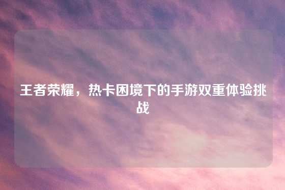 王者荣耀,热卡困境下的手游双重体验挑战