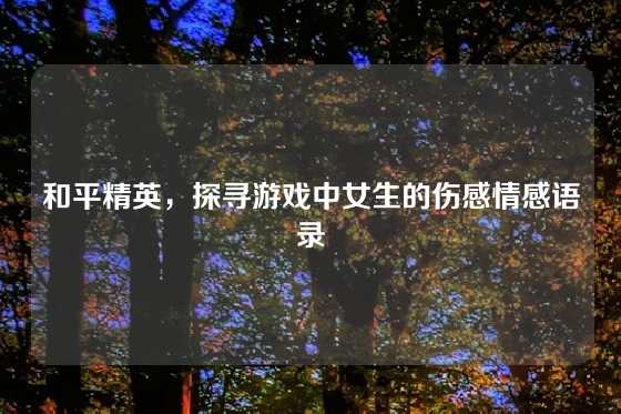 和平精英,探寻游戏中女生的伤感情感语录