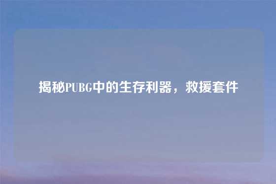 揭秘PUBG中的生存利器,救援套件