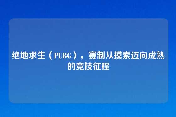 绝地求生(PUBG),赛制从摸索迈向成熟的竞技征程