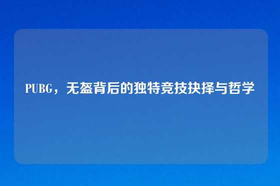PUBG,无盔背后的独特竞技抉择与哲学