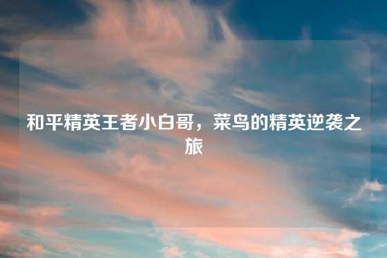 和平精英王者小白哥,菜鸟的精英逆袭之旅