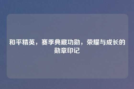 和平精英，赛季典藏功勋，荣耀与成长的勋章印记