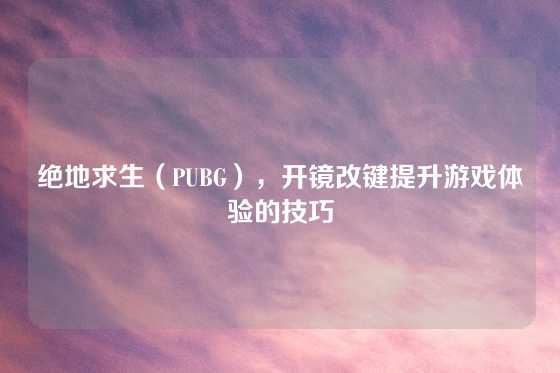 绝地求生(PUBG),开镜改键提升游戏体验的技巧