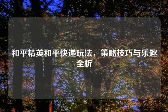 和平精英和平快递玩法,策略技巧与乐趣全析