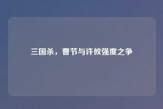 三国杀,曹节与许攸强度之争