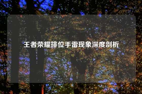 王者荣耀排位手雷现象深度剖析