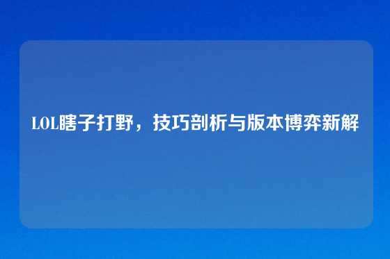 LOL瞎子打野,技巧剖析与版本博弈新解