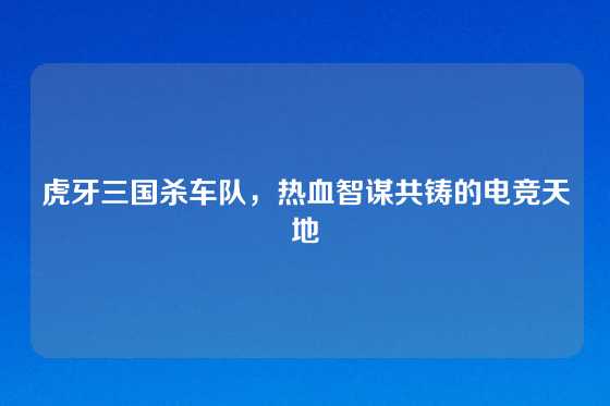 虎牙三国杀车队,热血智谋共铸的电竞天地