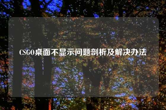 CSGO桌面不显示问题剖析及解决办法