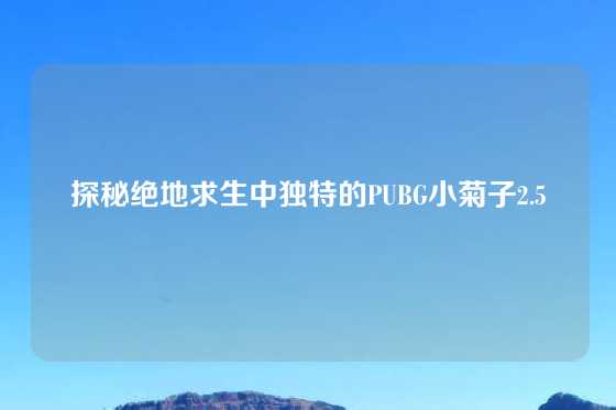 探秘绝地求生中独特的PUBG小菊子2.5