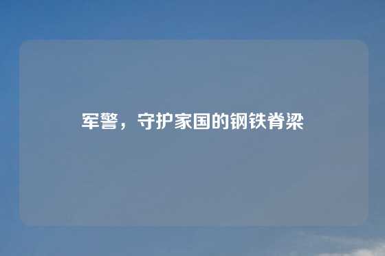 军警,守护家国的钢铁脊梁