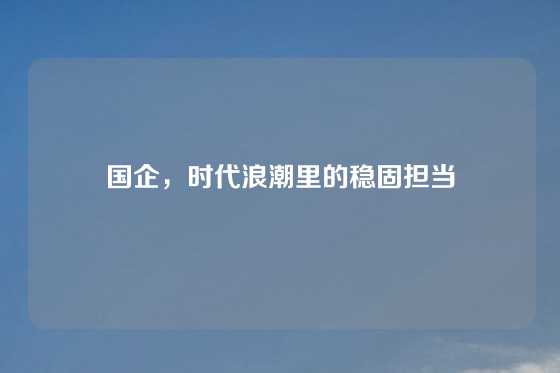 国企，时代浪潮里的稳固担当