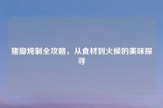 猪脚炖制全攻略，从食材到火候的美味探寻