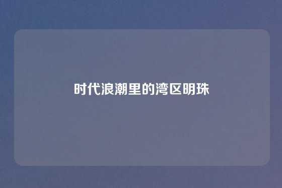 时代浪潮里的湾区明珠