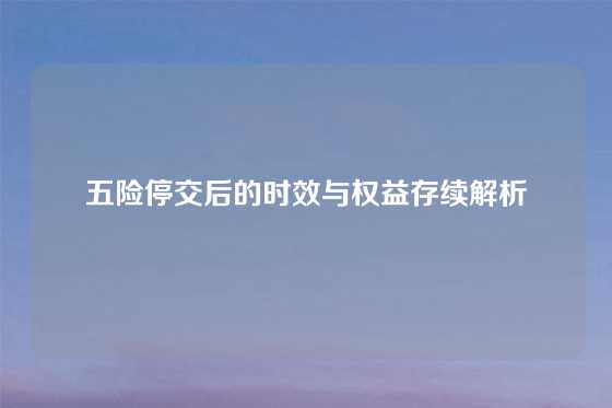 五险停交后的时效与权益存续解析