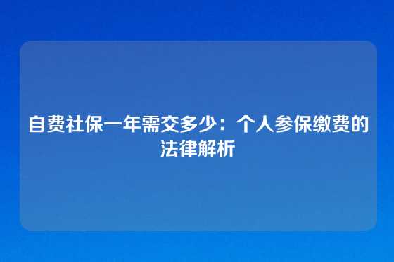 自费社保一年需交多少:个人参保缴费的法律解析