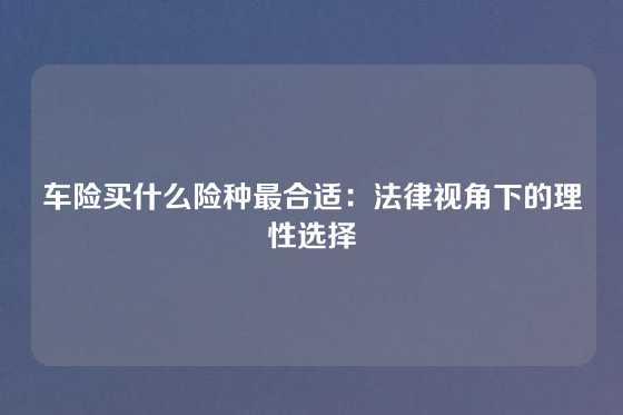 车险买什么险种最合适:法律视角下的理性选择