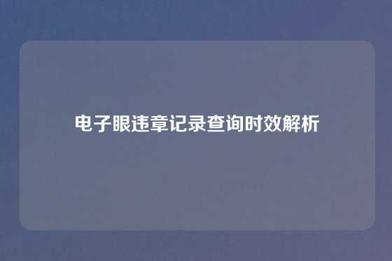 电子眼违章记录查询时效解析