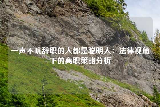 一声不吭辞职的人都是聪明人:法律视角下的离职策略分析