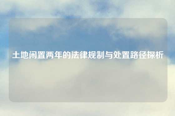 土地闲置两年的法律规制与处置路径探析