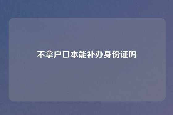不拿户口本能补办身份证吗
